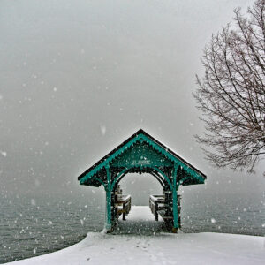 embarcadère de Saint Jorioz, Lac d'Annecy, sous la neige, par Bastien Morel