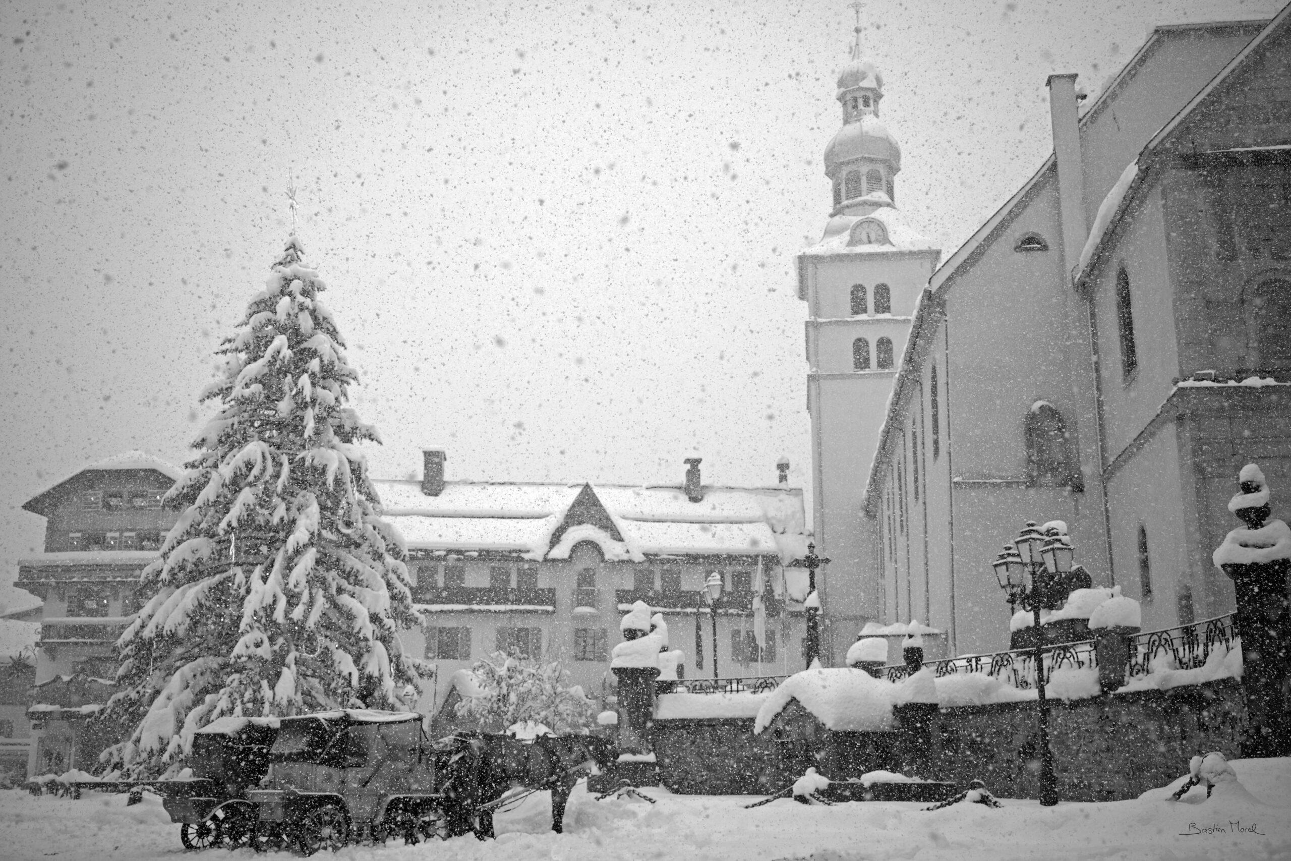 Megeve centre village sous la neige © Bastien Morel